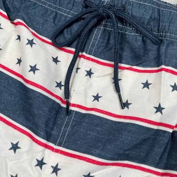 Patriotic Stars and Stripes Swim Trunks Men 3XL 48-50 Above The Knee 6" Inseam - Picture 2 of 11